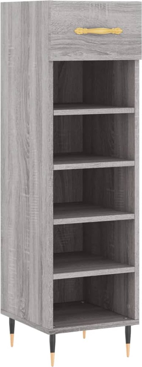 vidaXL - Schoenenkast - 30x35x105 - cm - bewerkt - hout - grijs - sonoma - eikenkleur (8720845430559)