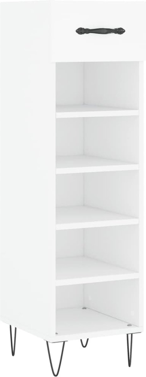vidaXL - Schoenenkast - 30x35x105 - cm - bewerkt - hout - wit (8720845430658)