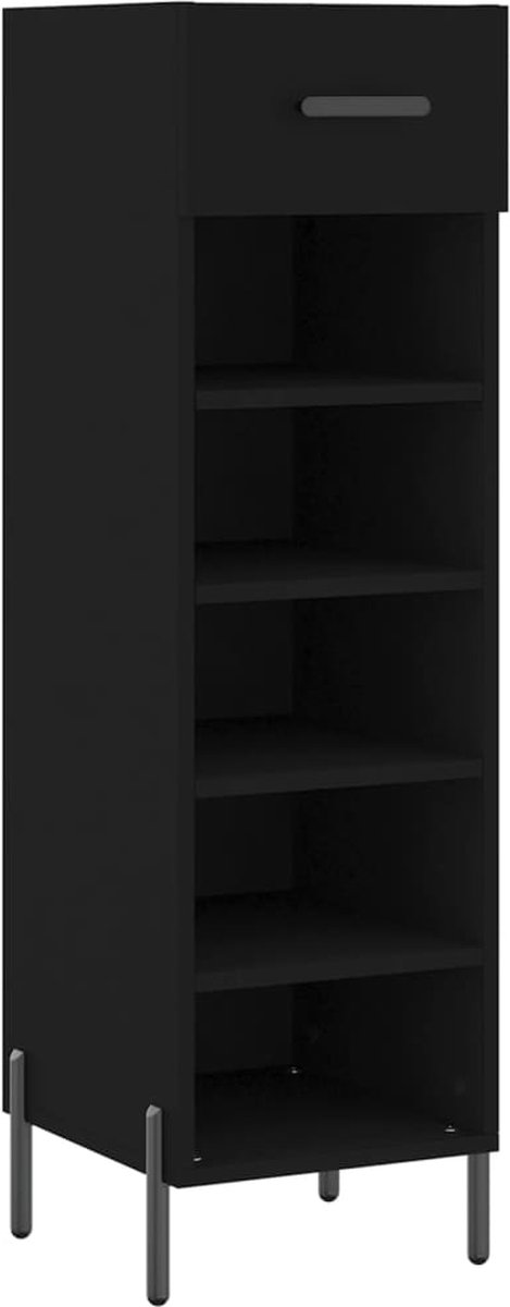 vidaXL - Schoenenkast - 30x35x105 - cm - bewerkt - hout - zwart (8720845430825)