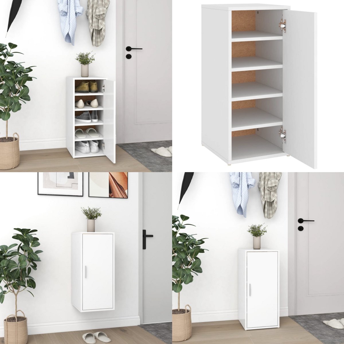 vidaXL Schoenenkast 32x35x70 cm bewerkt hout wit - Schoenenkast - Schoenenkasten - Schoenenopbergers - Schoenenopbergers (8263810941433)