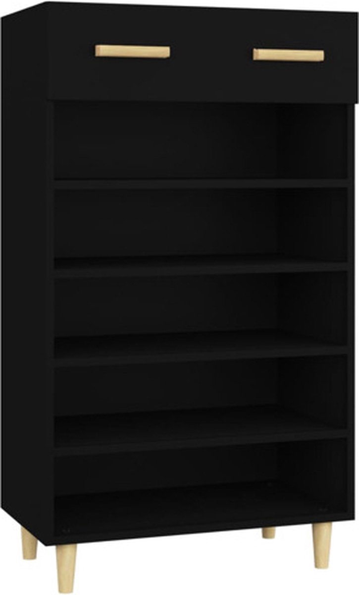 vidaXL - Schoenenkast - 60x35x105 - cm - bewerkt - hout - zwart (8720287082934)