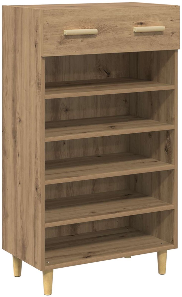 vidaXL - Schoenenkast - Ambachtelijk - Eiken - 60 - x - 35 - x - 105 - cm - Bewerkt - hout (8721364601062)