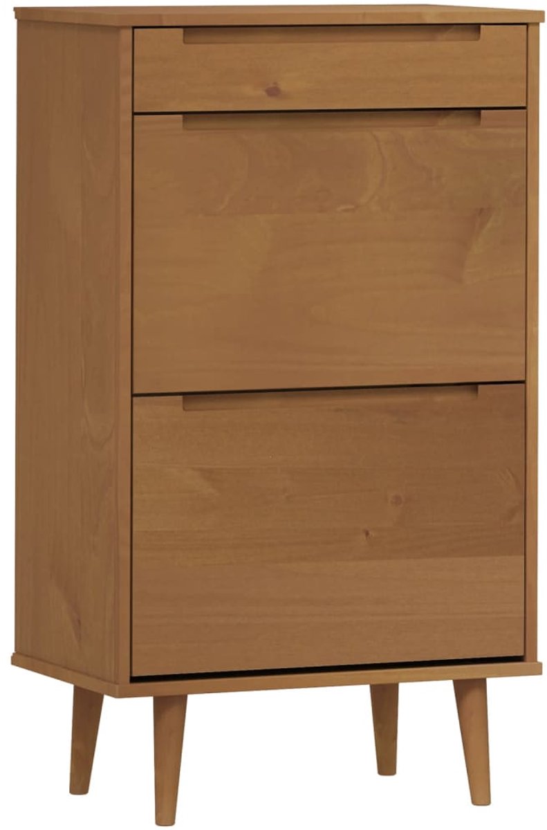 vidaXL - Schoenenkast - MOLDE - 59,5x35x103 - cm - massief - grenenhout - bruin (8721102859052)