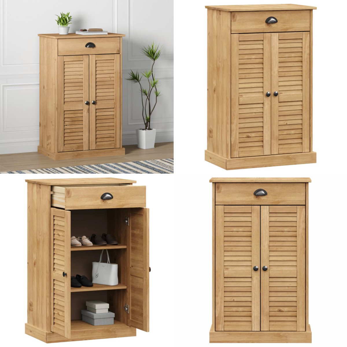 vidaXL Schoenenkast VIGO 60x35x96 cm massief grenenhout - Schoenenkast - Schoenenkasten - Schoenenopberger - Schoenenrek (8721114847559)