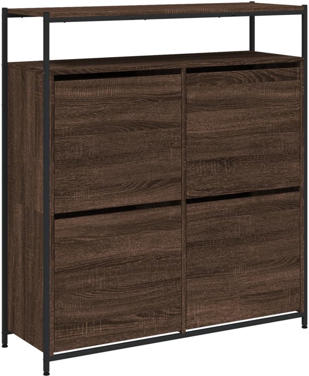 vidaXL - Schoenenkast - met - 4 - klaplades - 100x34x112 - cm - bruin - eikenkleur (8721012386112)