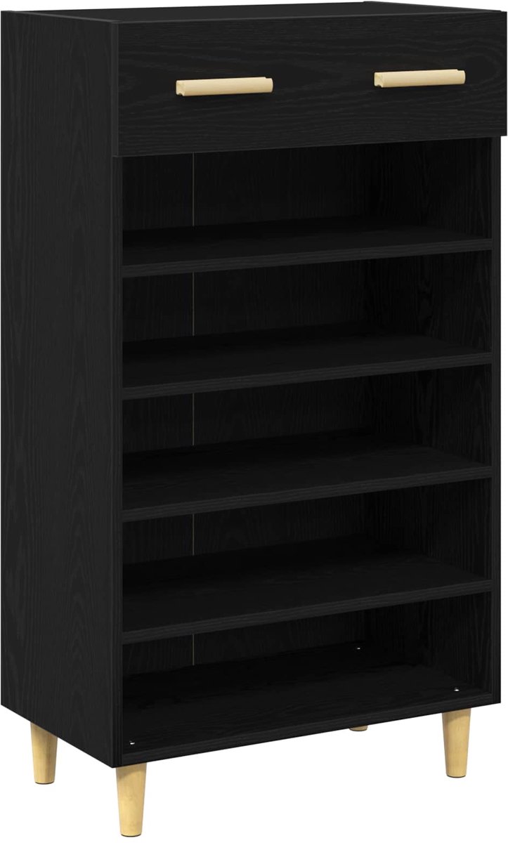vidaXL - Schoenenkast - met - lade - Zwart - Eiken - 60 - x - 35 - x - 105 - cm - Bewerkt - hout (8721364601079)