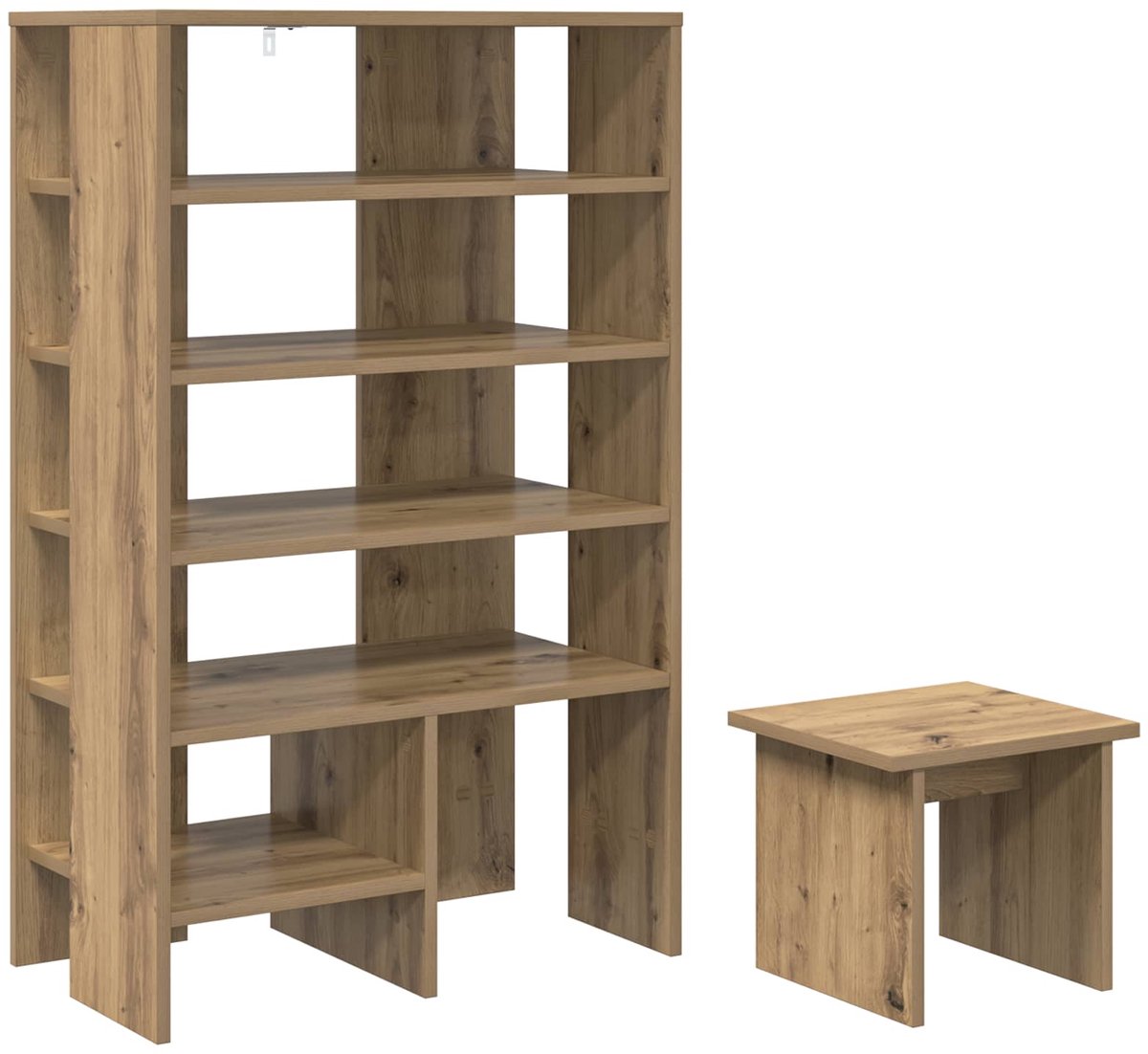 vidaXL - Schoenenkast - met - plank - 2 - pcs - Artisan - Eiken - Bewerkt - hout (8721364491656)