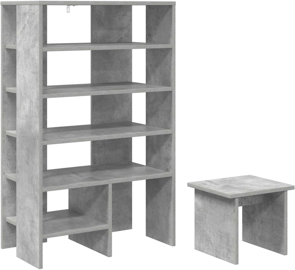 vidaXL - Schoenenkast - met - plank - 2 - pcs - Beton - Grijs - Bewerkt - hout (8721364491618)