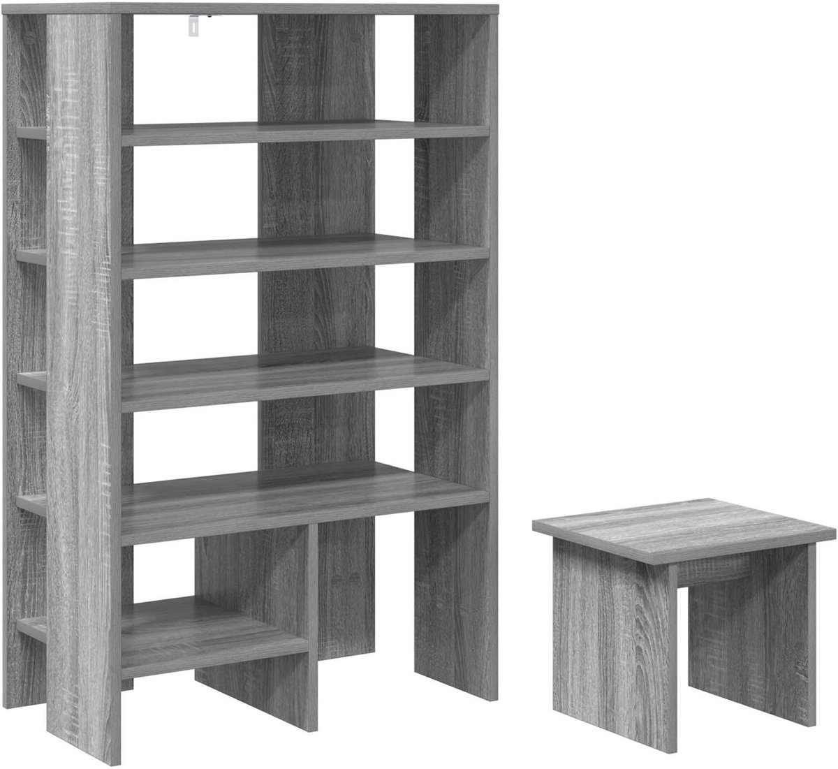vidaXL - Schoenenkast - met - plank - 2 - pcs - Grijs - Sonoma - Bewerkt - hout (8721364491632)