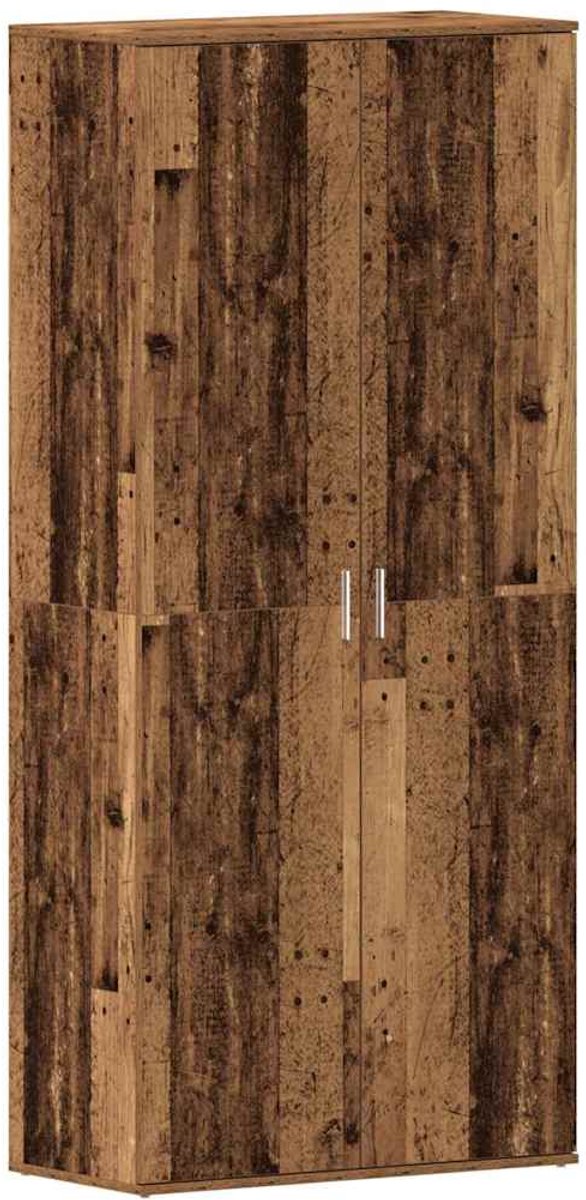 vidaXL - Schoenenkast - met - plank - Oudhout - 80 - x - 39 - x - 178 - cm - Bewerkt - hout (8721158860361)