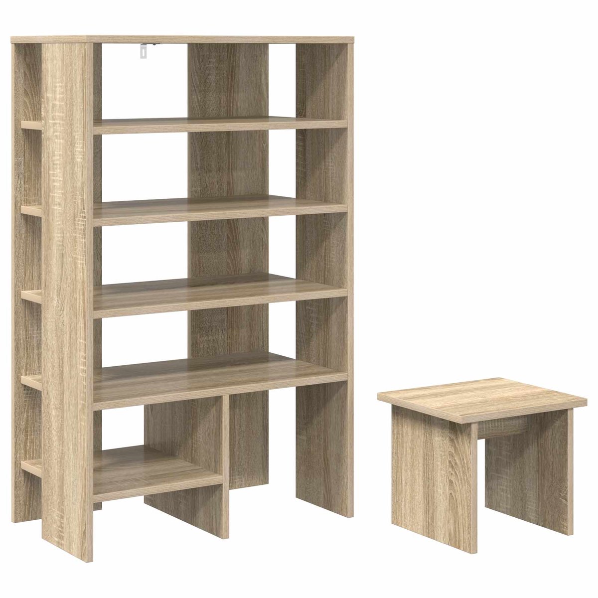 vidaXL - Schoenenkast - met - plank - met - opslag - 2 - pcs - Sonoma - Eik - Bewerkt - hout (8721364491601)