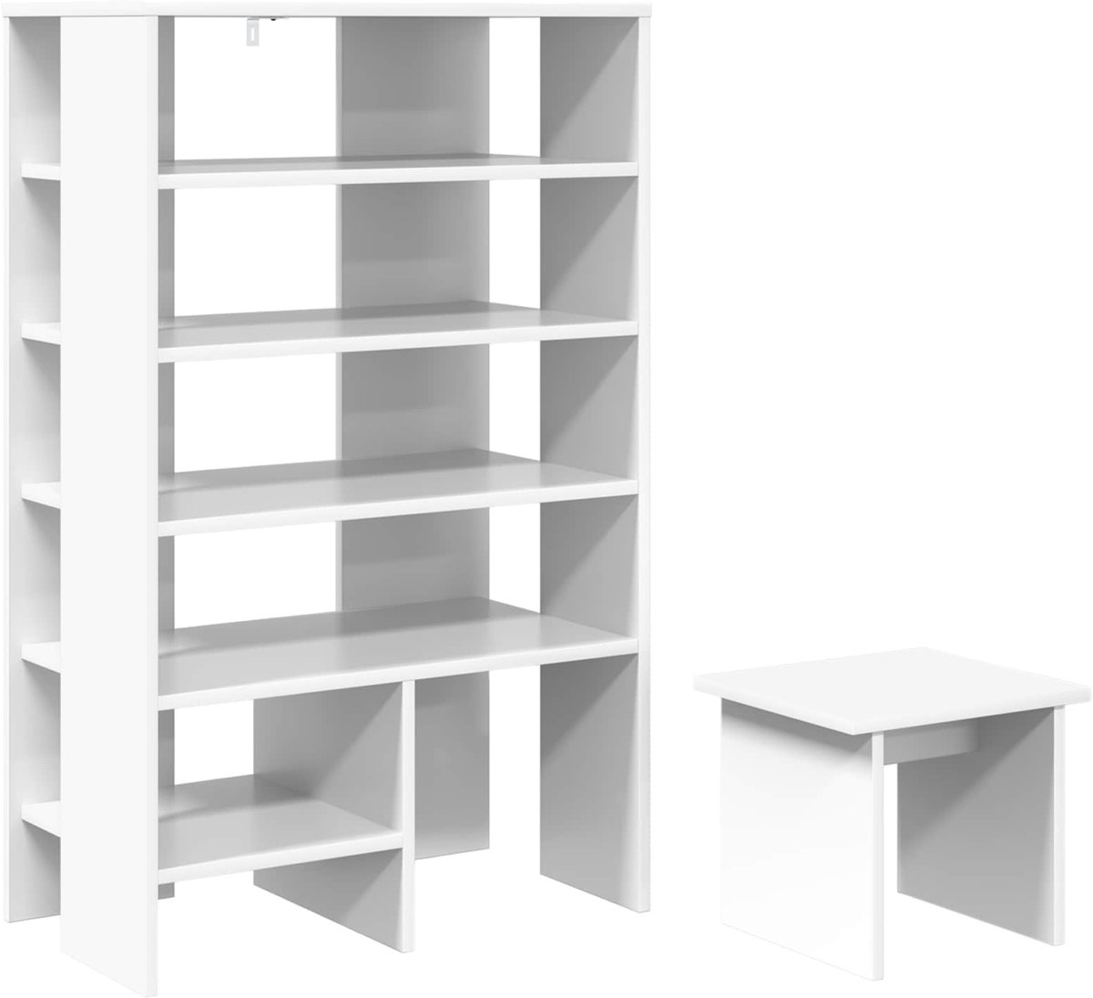 vidaXL - Schoenenkast - met - plank - met - opslag - 2 - pcs - Wit - Bewerkt - hout (8721364491588)
