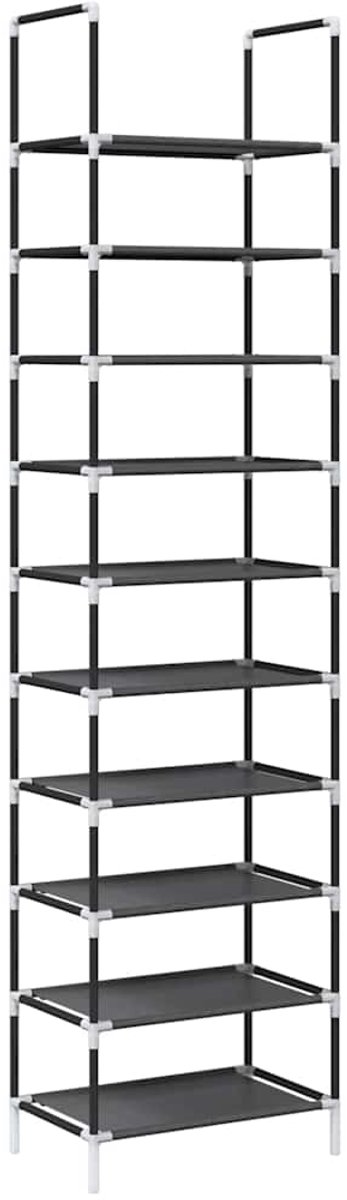 vidaXL - Schoenenrek - 10-laags - 44x28x180 - cm - nonwoven - stof - zwart (8721158510167)
