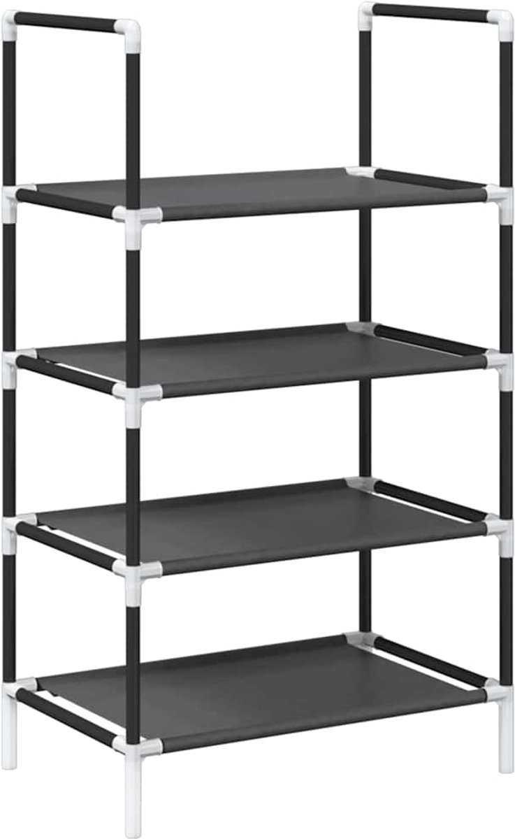 vidaXL - Schoenenrek - 4-laags - 44x28x77 - cm - nonwoven - stof - zwart (8721158510136)