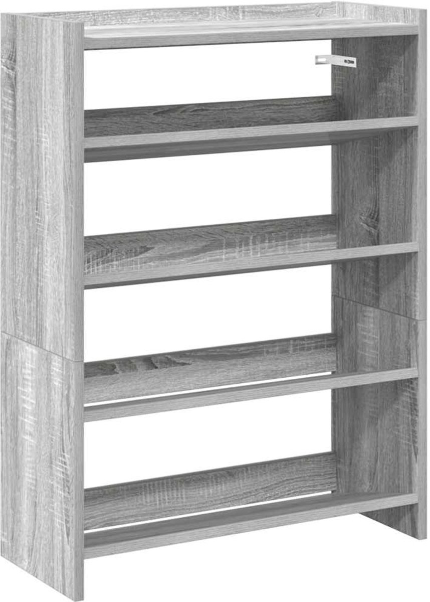 vidaXL - Schoenenrek - 60x25x81 - cm - bewerkt - hout - grijs - sonoma - eikenkleurig (8721158649140)