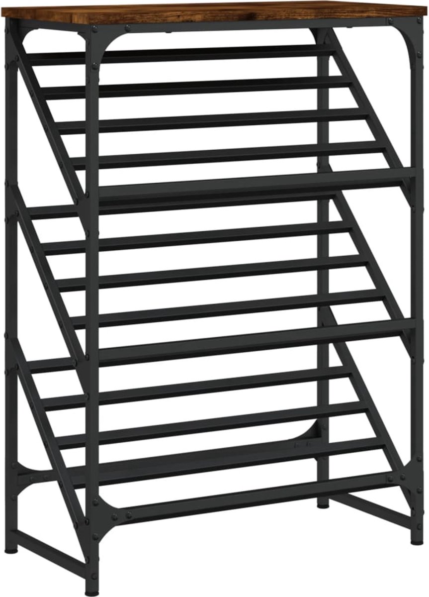 vidaXL - Schoenenrek - 60x30x85 - cm - bewerkt - hout - gerookt - eikenkleurig (8721012123977)