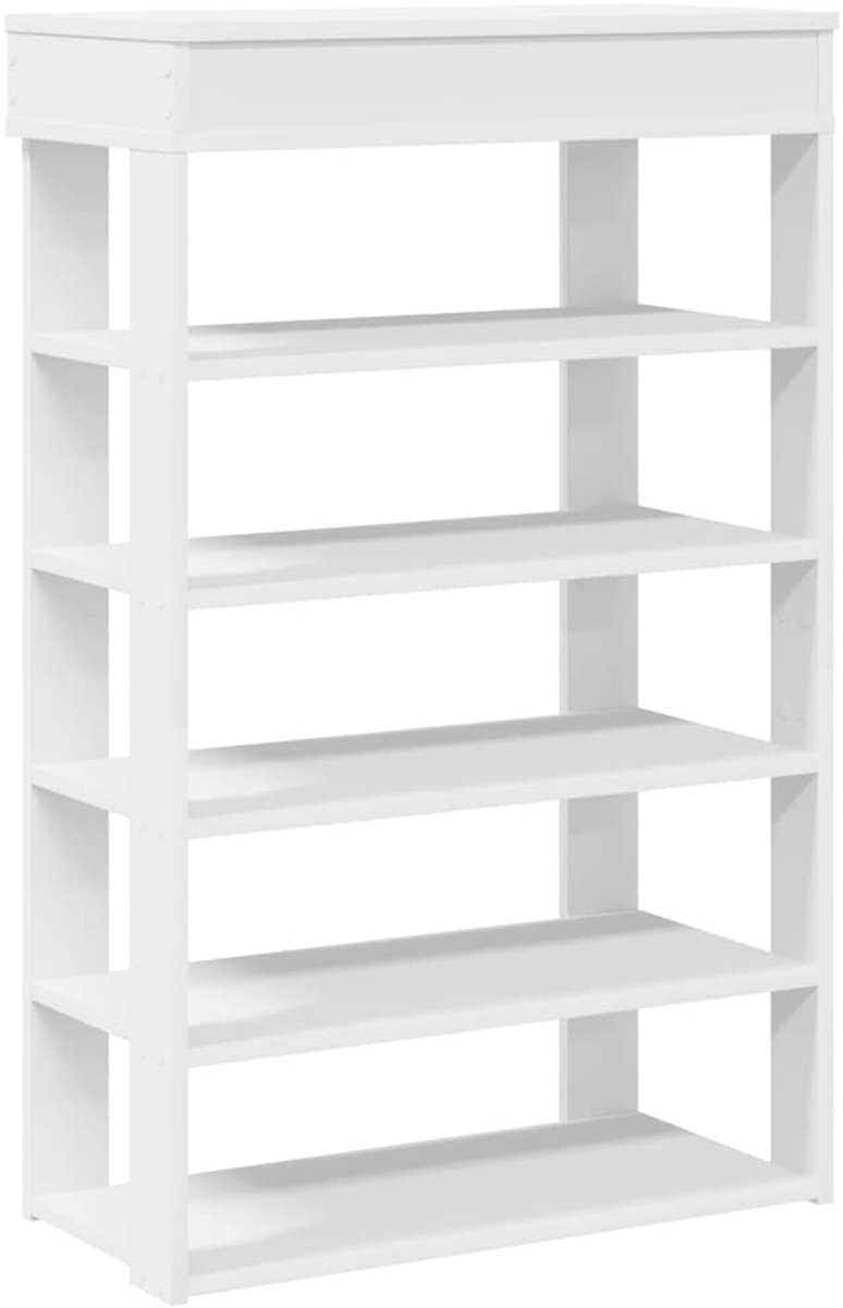 vidaXL - Schoenenrek - 60x30x98 - cm - bewerkt - hout - wit (8721158649546)