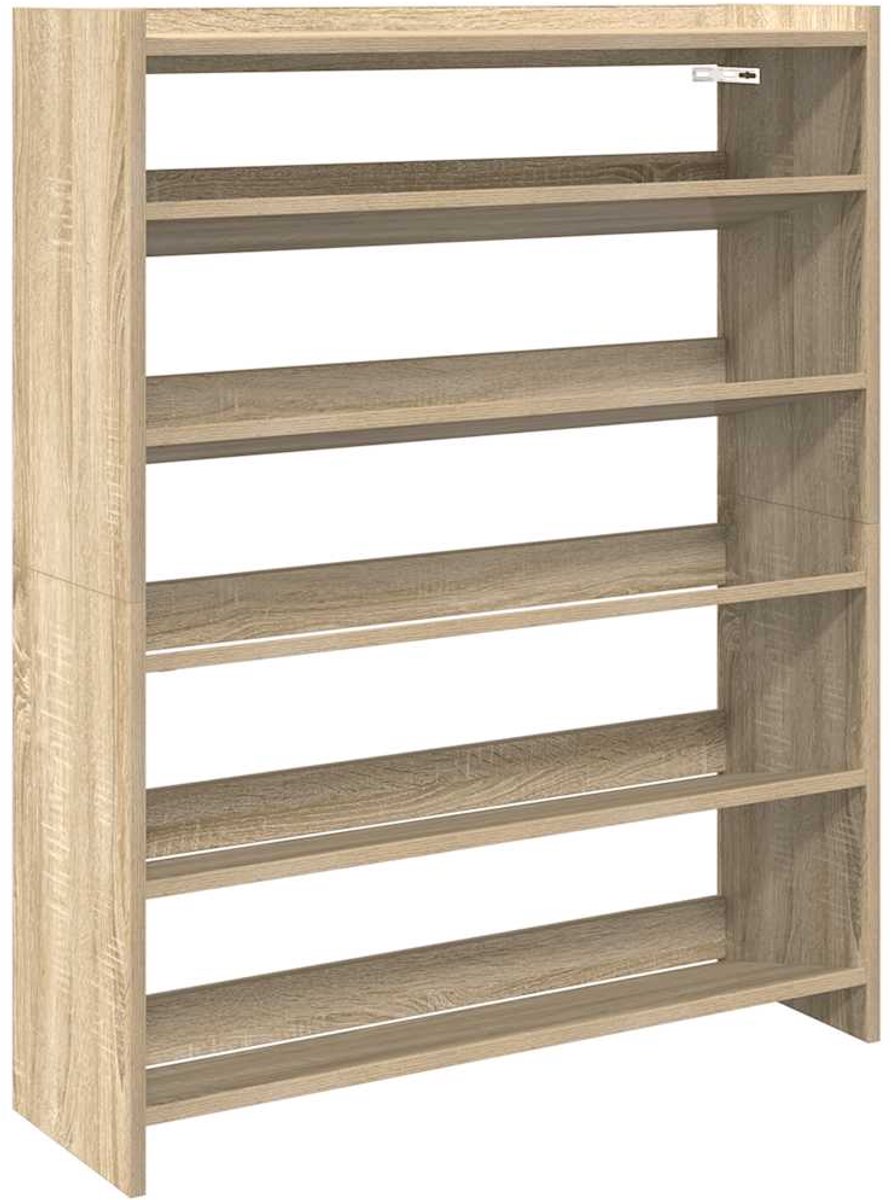vidaXL - Schoenenrek - 80x25x100 - cm - bewerkt - hout - sonoma - eikenkleurig (8721158649294)