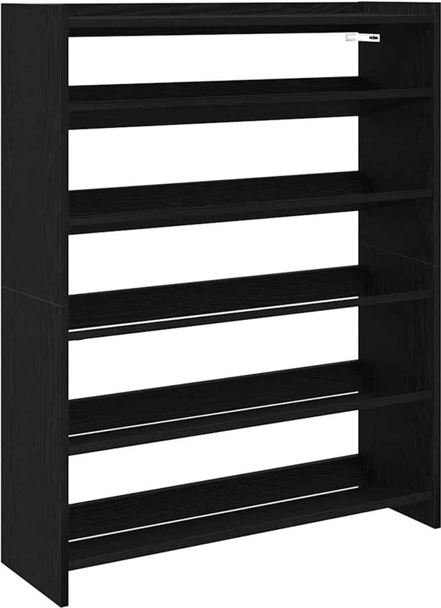 vidaXL - Schoenenrek - 80x25x100 - cm - bewerkt - hout - zwart (8721158649287)