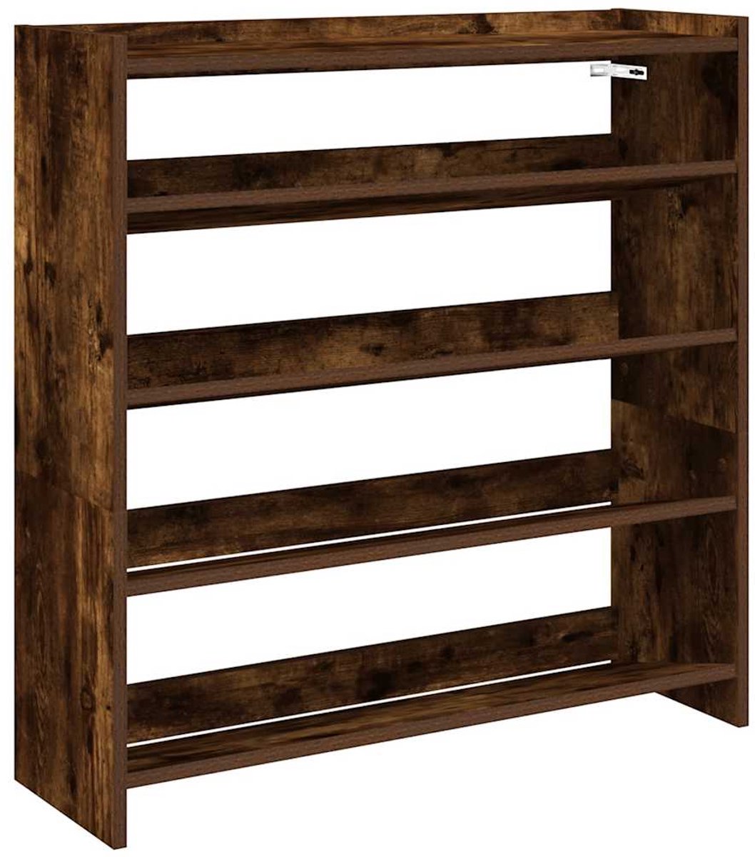 vidaXL - Schoenenrek - 80x25x81 - cm - bewerkt - hout - gerookt - eikenkleurig (8721158649409)