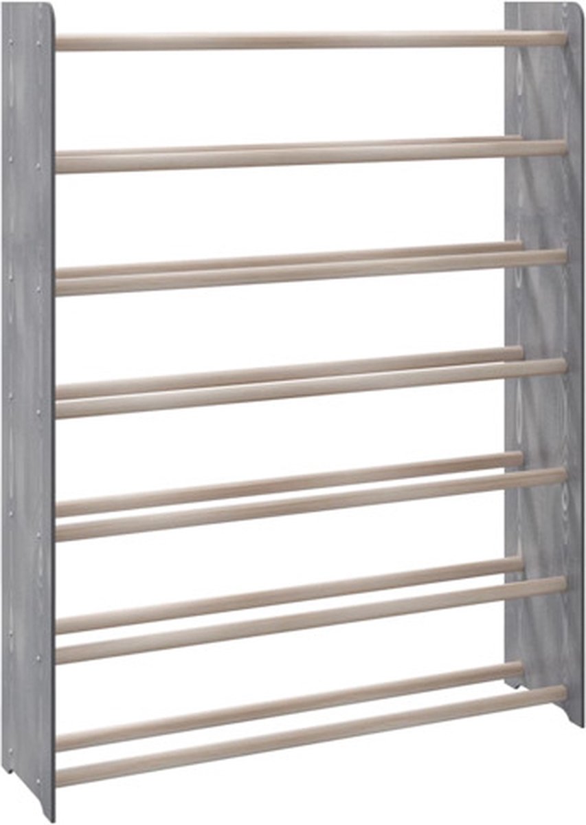 vidaXL - Schoenenrek - 90x24x117 - cm - bewerkt - hout - grijs (8720286648001)