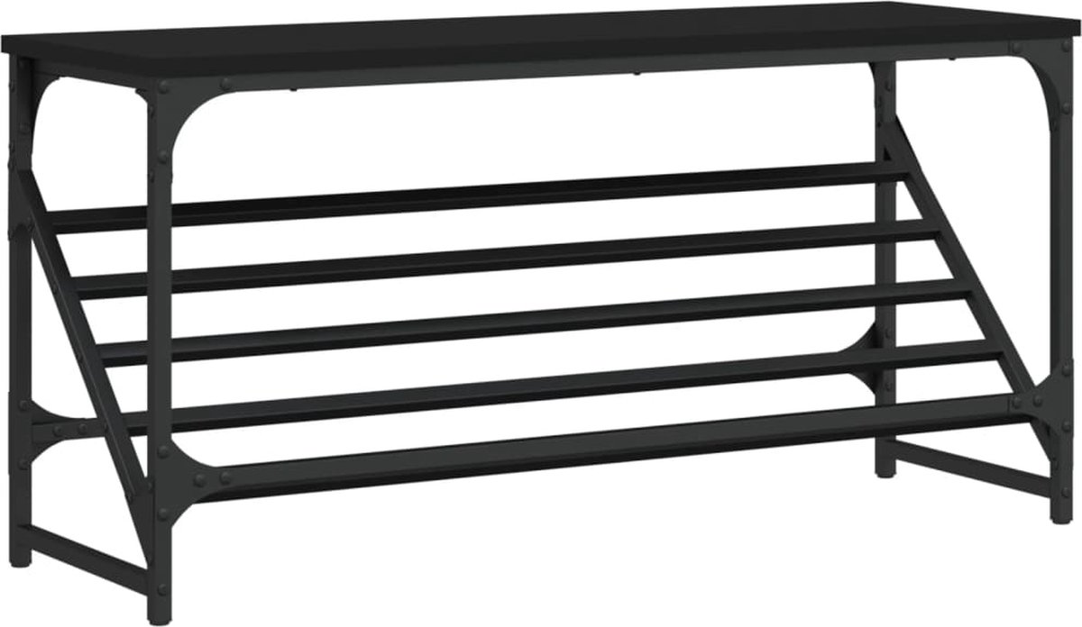 vidaXL - Schoenenrek - 90x30x45 - cm - bewerkt - hout - zwart (8721012123908)