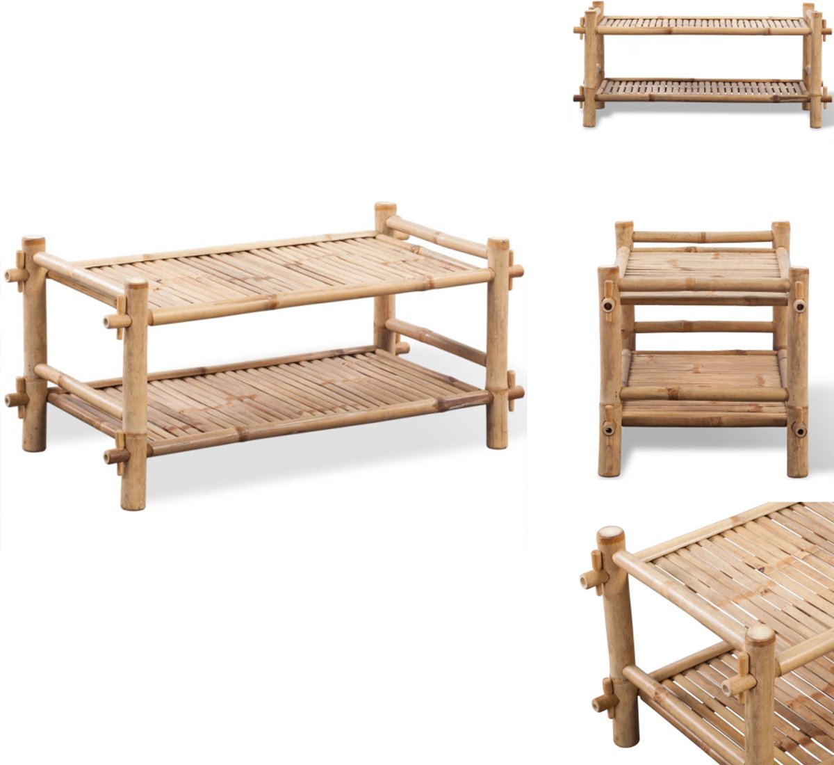 vidaXL Schoenenrek - Schoenenrekken - Schoenen Rek - Schoenen Rekken - Schoenenrek bamboe twee lagen (8721032945412)