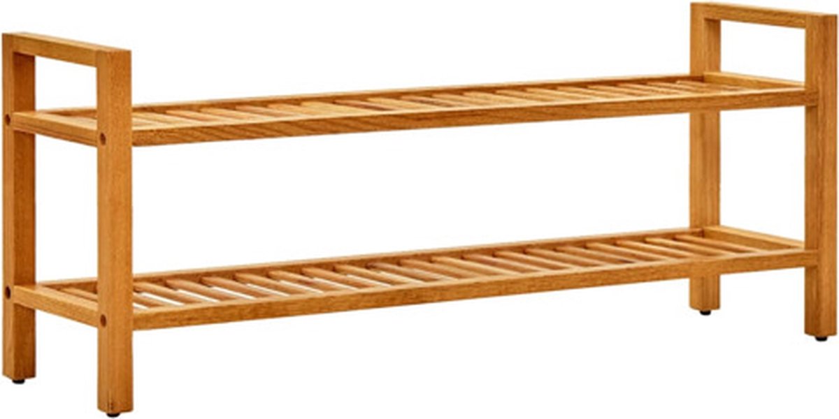 vidaXL - Schoenenrek - met - 2 - schappen - 100x27x40 - cm - massief - eikenhout (8720286543115)