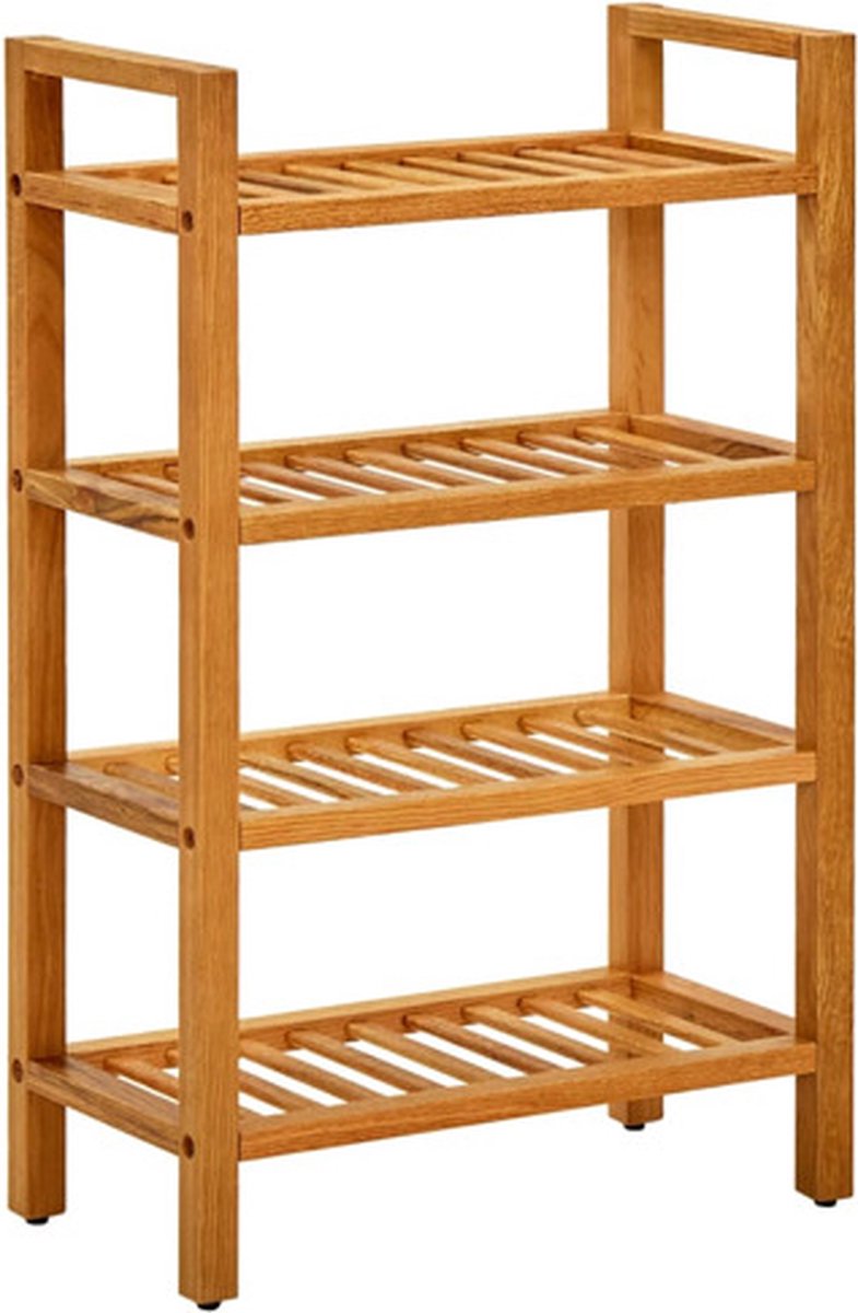 vidaXL - Schoenenrek - met - 4 - schappen - 50x27x80 - cm - massief - eikenhout (8720286543092)