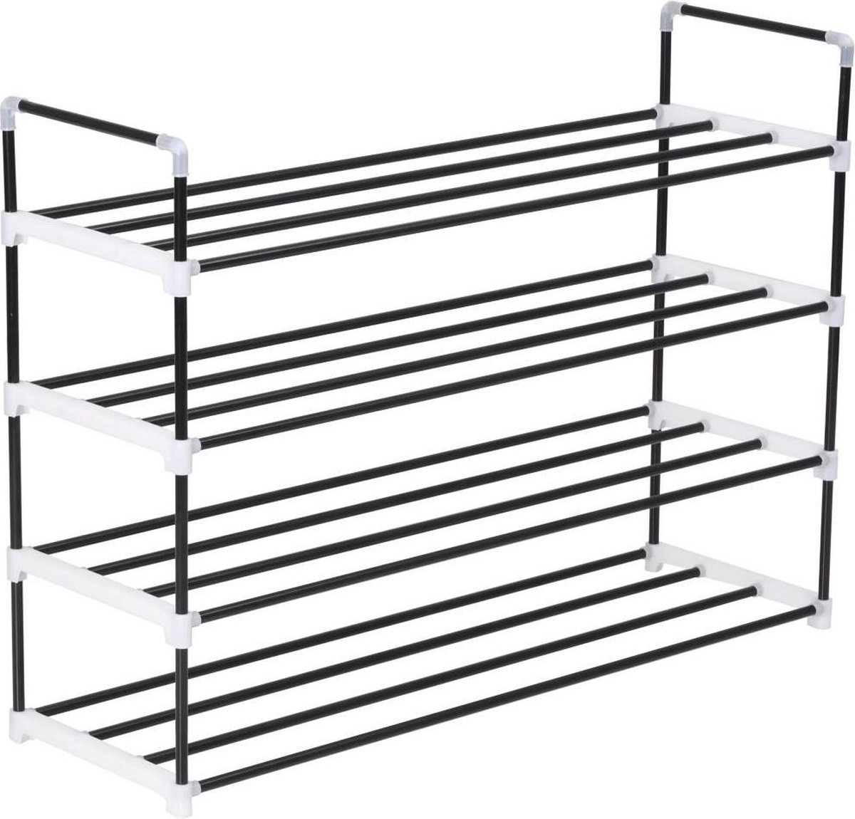 vidaXL - Schoenenrek - met - 4 - schappen - metaal - en - kunststof - zwart (8718475583424)