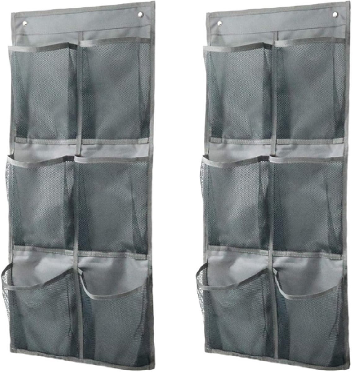 2 Stuks - Schoenenhangzak - Schoenenkast hangend - 6 vakken - Schoenenrek - Opbergtas voor wandmontage - 76.5*34cm - Grijs - Niet-geweven stof - Schoenen opberger voor aan de deur - Kledingkast organizer - Schoenenhouder - Schoenenzak (9436263534647)