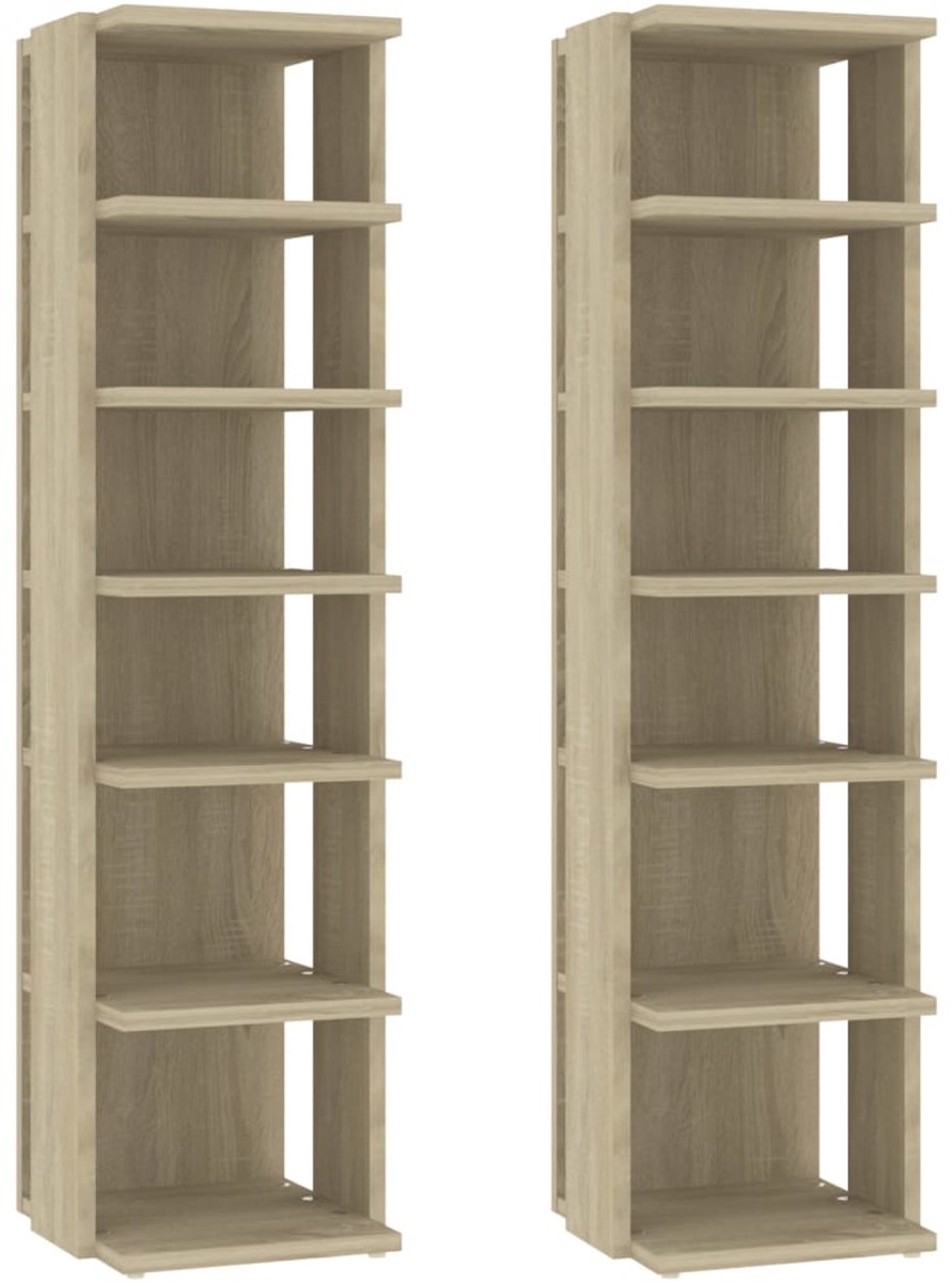 2 st Schoenenkast | Schoenenrek | Opbergkasten 27,5x27x102 cm sonoma eikenkleurig (6248446695020)