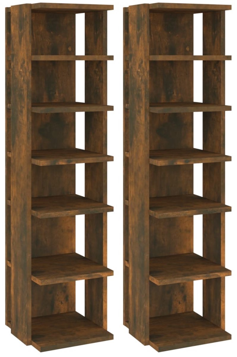 2 st Schoenenkast | Schoenenrekken 27,5x27x102 cm bewerkt hout gerookt eiken (6248446699080)