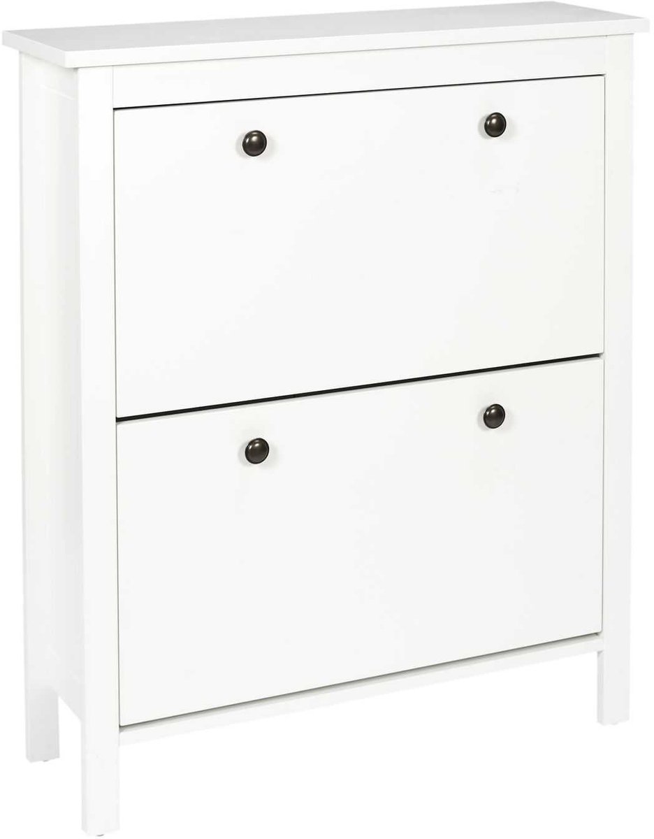 4livingz Schoenenkast 2 lades - Schoenen Klepkast voor 12 paar - Wit (8720572209848)