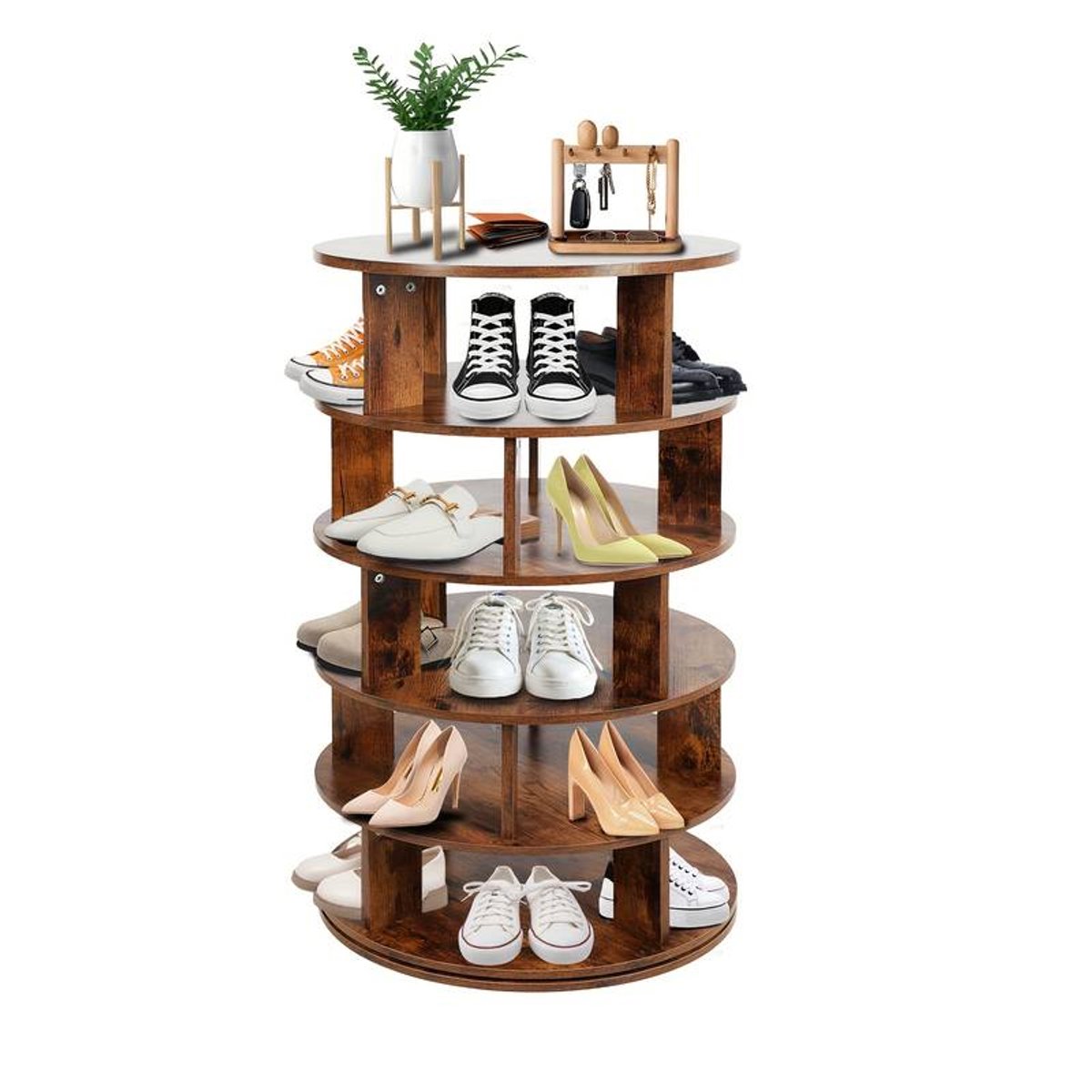 6-Laags 360° Draaibaar Schoenenrek - Vrijstaand & Ruimtebesparend - Rond Schoenopslagrek (5487571961018)