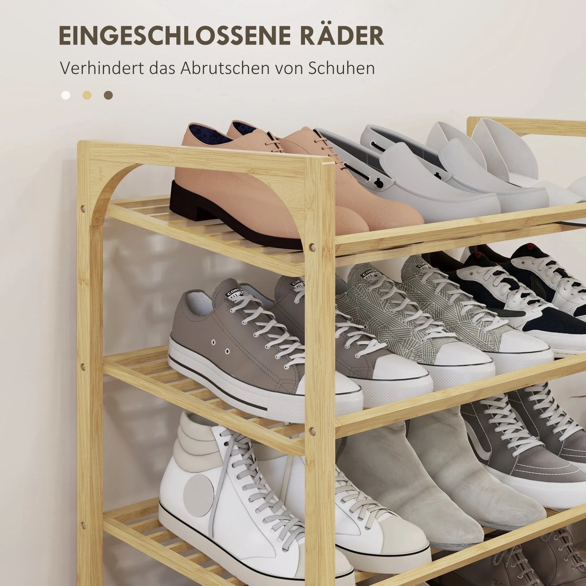 Bamboe Schoenenrek met 4 lagen - Schoenenkast - Ruimte voor 12 Paar Schoenen - Compact Schoenenrek voor Hal of Slaapkamer - 76 × 33 × 67 cm (8720256801917)
