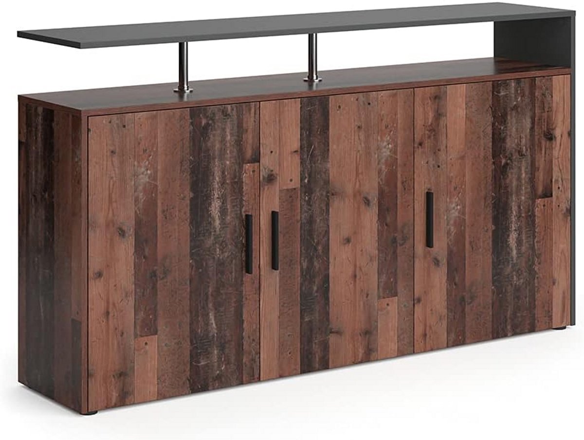 Dressoir Amato - 160 cm - antraciet-Old Style - modern - veel opbergmogelijkheden - 3 vakken - 2 open legplanken - 2 variabele legplanken (9101031989607)