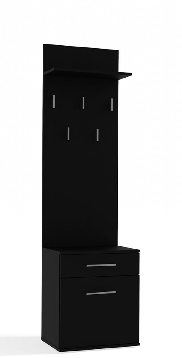 Duo Duo - Halmeubel met schoenenkast - Met kapstok - Met lade - Mat zwart (5902838468821)