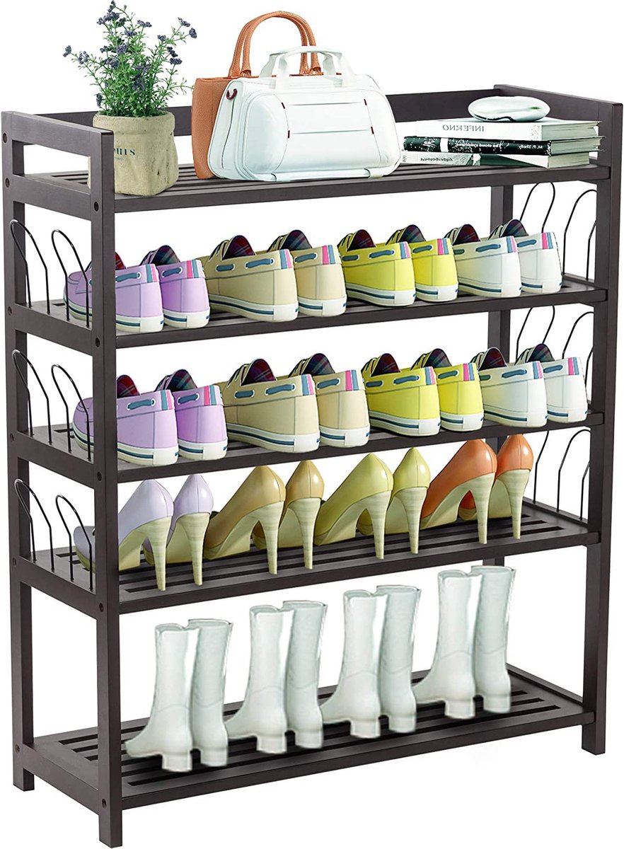 Exxen Bamboe schoenenrek, plantenrek, plank organiseren voor maximaal 20 paar Schoenen (8785280570499)