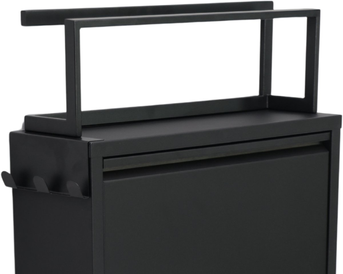 Furni24 Schoenenkast met accessoires, Zwart, 2 deuren, 52x15x85,5 cm, Pantoffelrek (8684032205200)