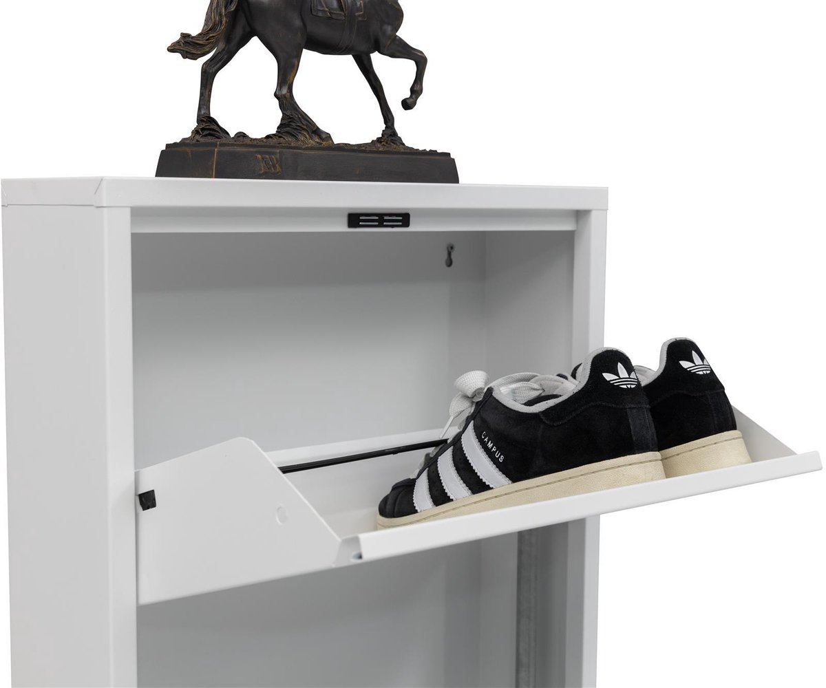 Furni24 Shoe closet, metaal 50 x 15 x 170 cm, wit RAL 9003 (8684032204791)