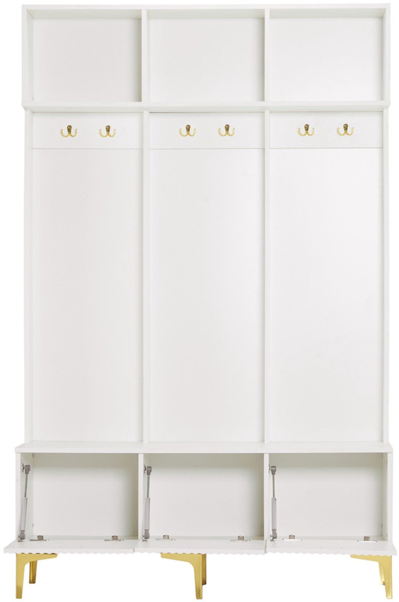 Gotagee Bijzetkast Garderobeset met bank Kledingrek Multifunctionele opbergkast Wit (4255839425555)