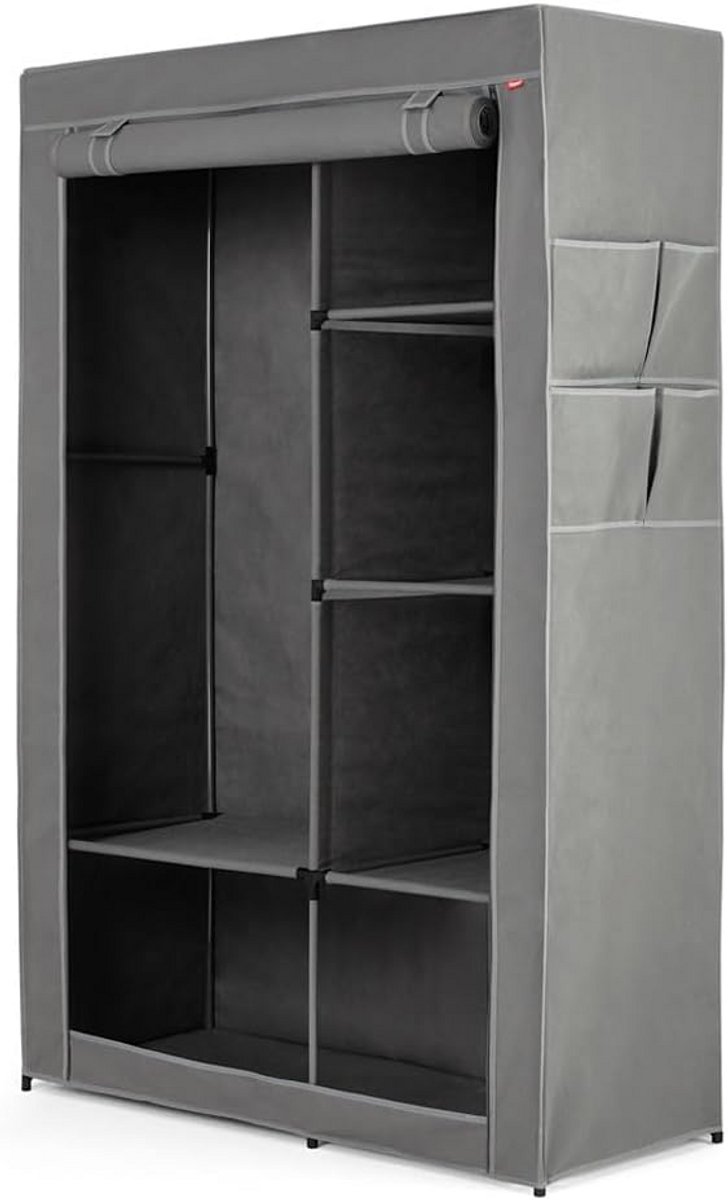 Grijze Kledingkast met Planken - 105x161x45 cm - Ruime Opbergkast (9101095404252)