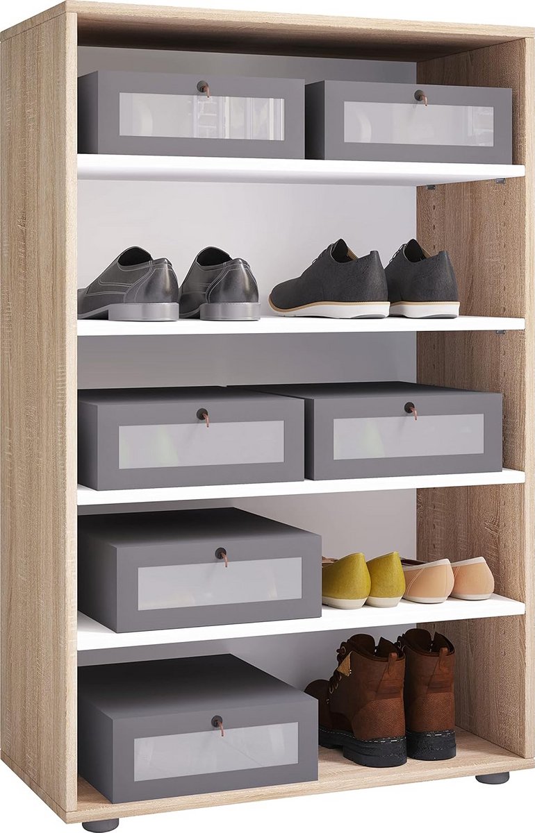 Grote Schoenenkast met 5 Vakken, Hoge Schoenopberger voor Vloer, Sonoma Eiken (9101029968270)