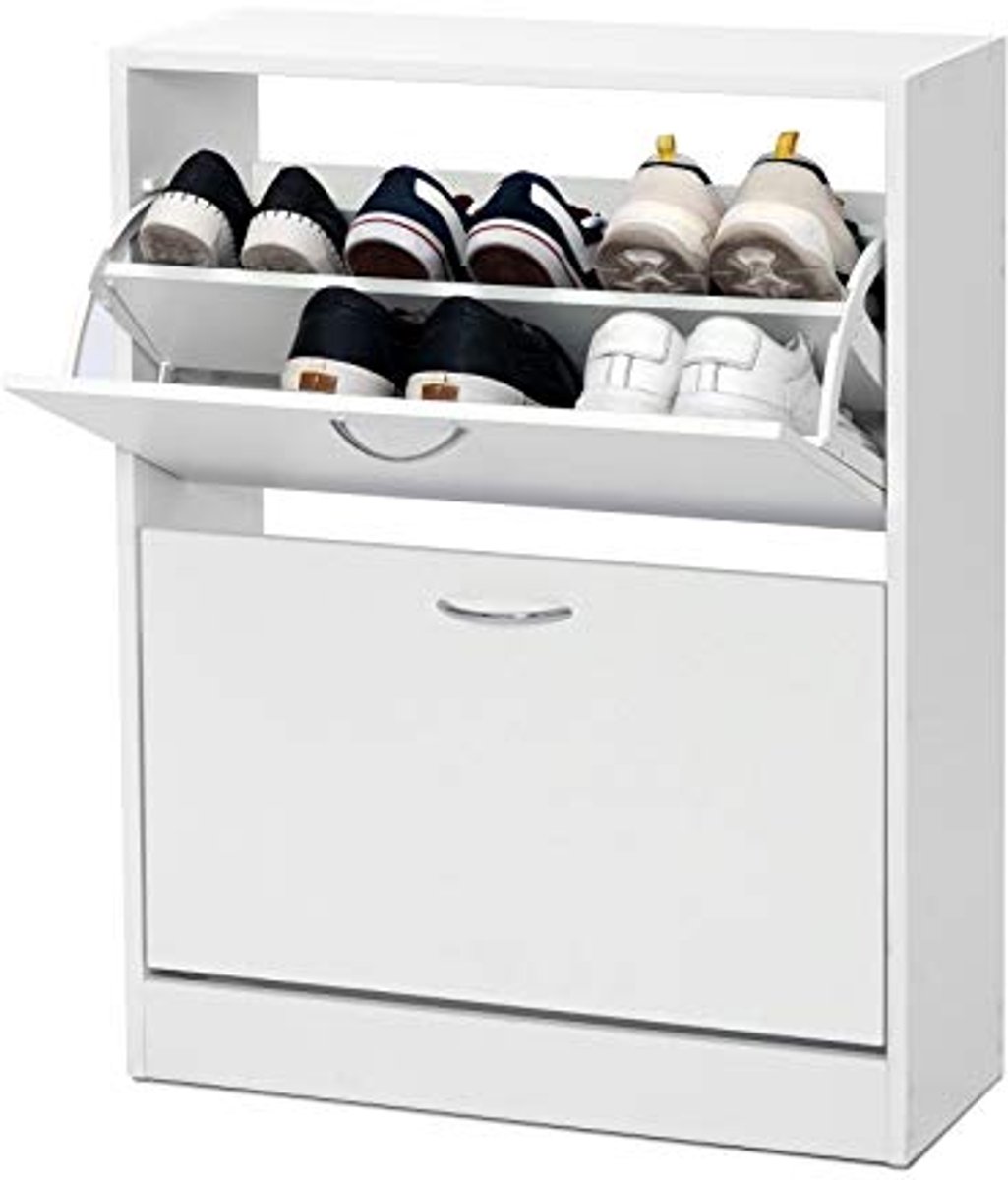 Grote witte schoenenkast van hout voor 16 paar schoenen (6154455127189)