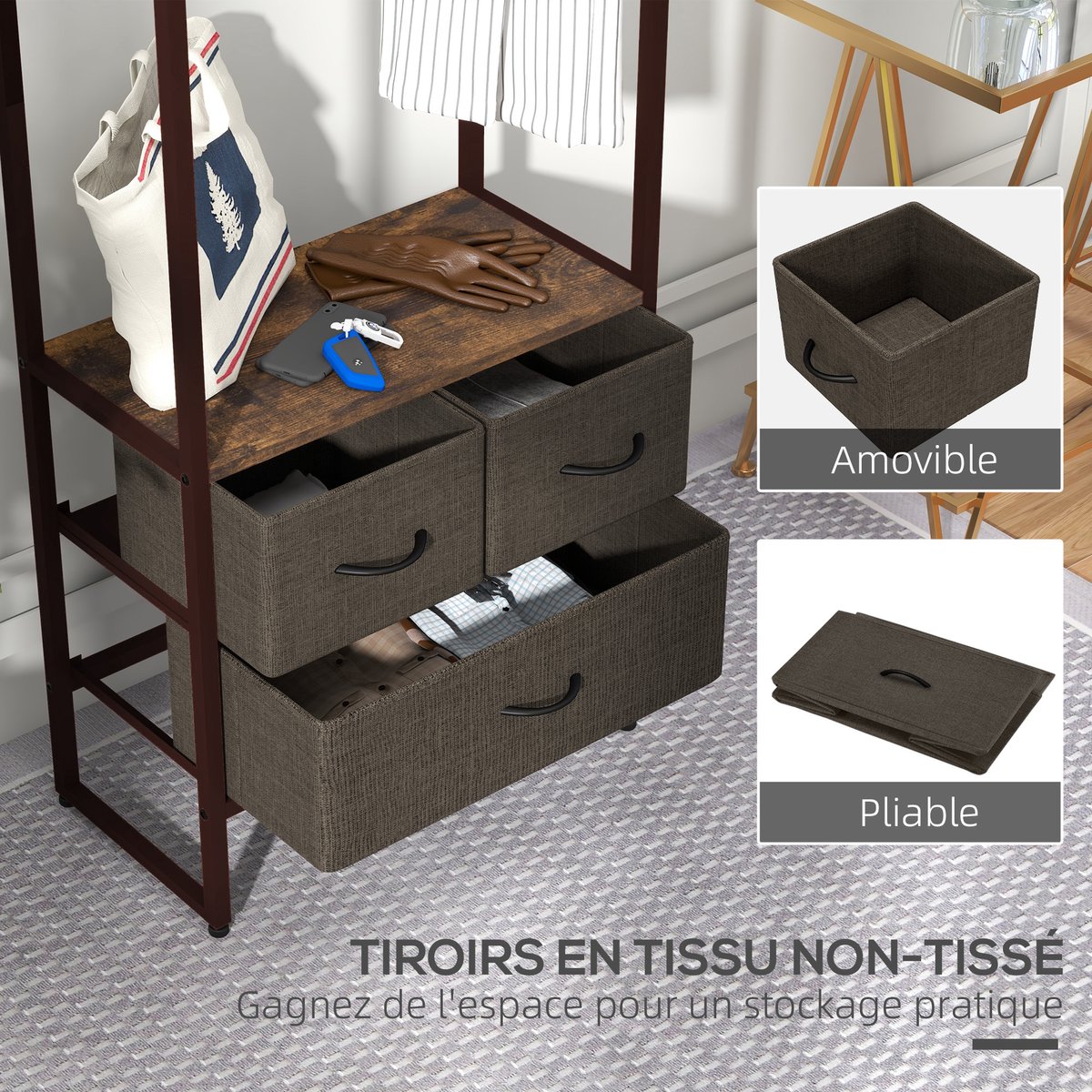 HOMCOM-Halboom-58,5x30x178cm-Staal-Bruin (3662970218259)