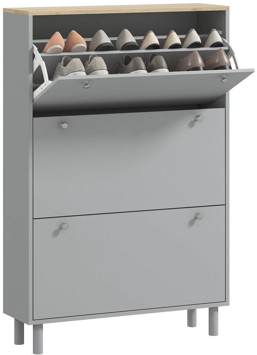 HOMCOM Klapbare schoenenkast 80x23,5x121cm Spaanplaat Grijs (3662970235478)