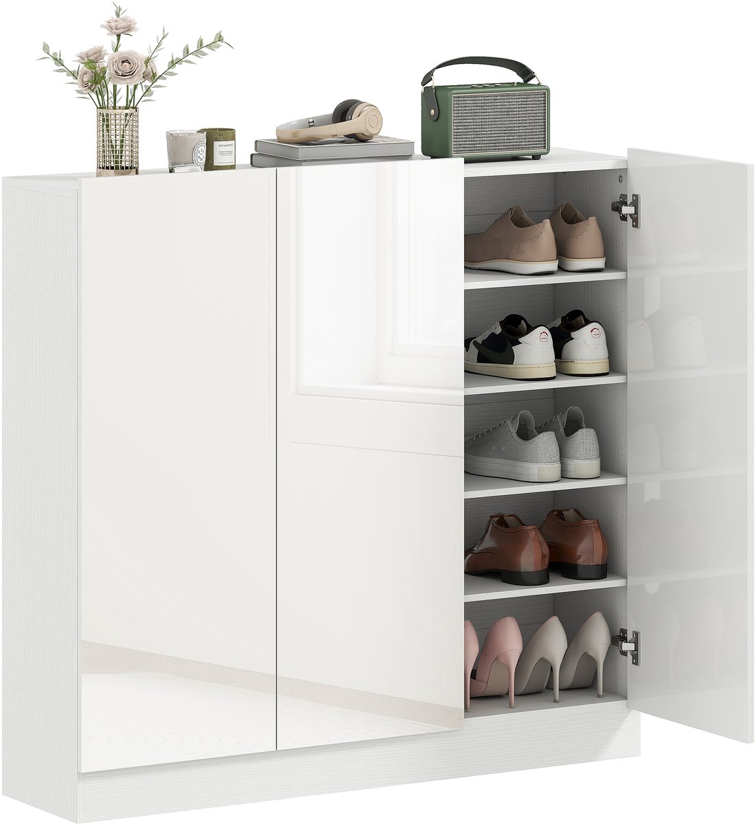 HOMCOM Schoenenkast Spaanplaat, MDF 106,4L x 34B x 108,5H cm Wit (4255826873642)