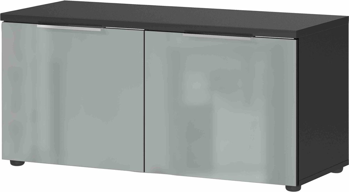 Halbank Mercurius Grijs - Grafiet - Breedte 97 cm - Hoogte 47 cm - Diepte 40 cm - Met planken - Met openslaande deuren (6097133276222)