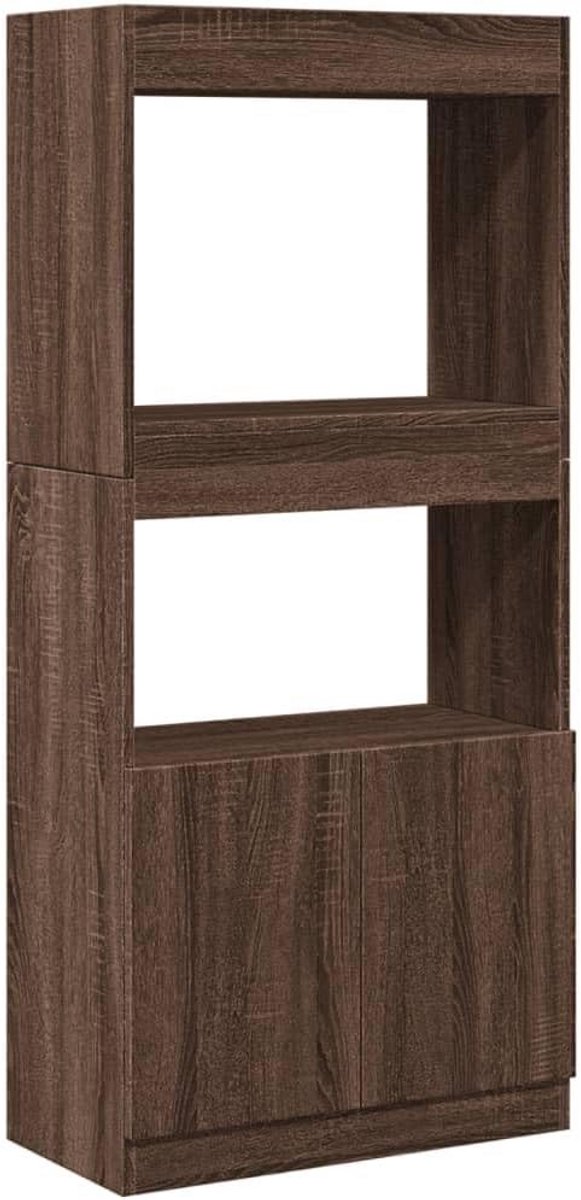 Hoge Kast met Vierkante Deuren en Opbergruimte - Bruin Eikenkleurig (9101097669673)